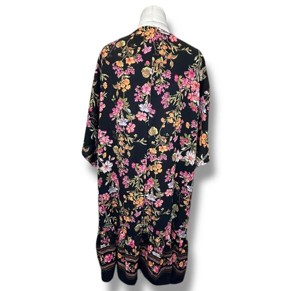 Time and Tru Women’s Oversize Longline Open Front Floral Print Kimono, L/XL - Picture 5 of 14